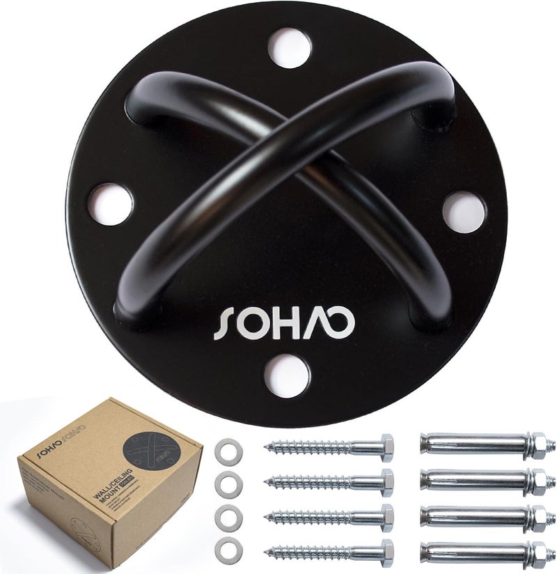 SOHAO Wall Ceiling Mount Bracket for Suspension Straps, Aerial Yoga Swing & Hammock, Gymnastic Rings, Boxing Punching Bags, Body Strength Gym Equipment and Battle Ropes - Image 1
